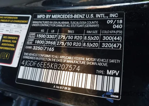 2019 Mercedes-Benz Gls 450 4Matic z USA, uszkodzony, nr VIN 4JGDF6EE5KB207574